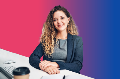 Kauffrau im Gesundheitswesen auf buntem Hintergrund